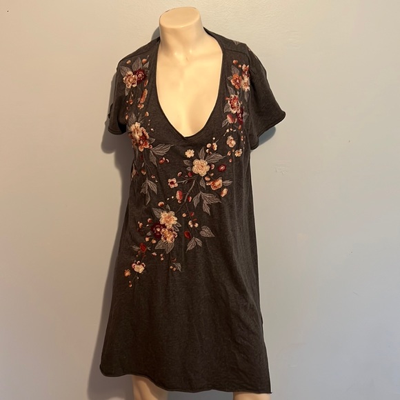 Johnny Was | Dresses | Johnny Was V Neck Dress Ash Grey Embroidery ...